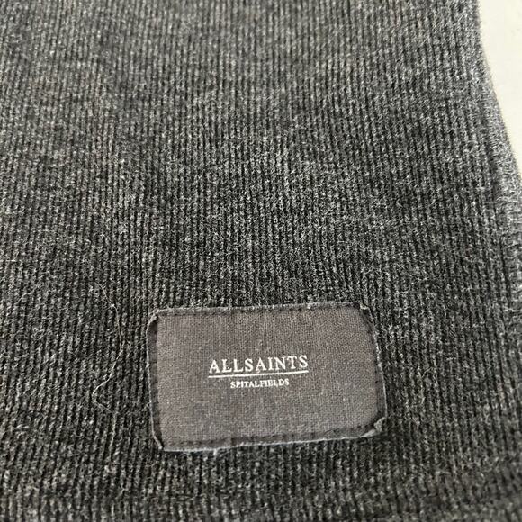 AllSaints Henley Shirt Pullover SZS Regular Fit Gray Long Sleeve Ribbed - Picture 6 of 10